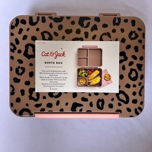 Cat & Jack Bento Box Leopard Print 3 Compartment Lunch Divided Food Container